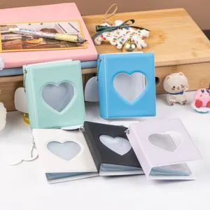 Jelly Color Mini Photocard Holder Heart Hollow Photo Album Cute Idol Kpop Photocards Storage Book Pocket