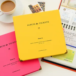 PU Leather Ticket Storage Book 100 Pockets Collectible Album For Concert Movie Tickets Organizer Travel Memory Journal