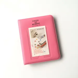 Mini album photo rose de 3 pouces pour images instax mini, pochette porte-carte en cuir PU.