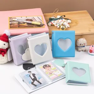 Mini heart hollow photocard album 3 inch jelly color photo holder for Kpop idol storage book