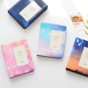 Colorful starry sky mini photo album, 3-inch polaroid card storage book with cute cover design.