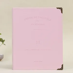 Pink leather 3 inch polaroid photo album detail, 120 pockets instax picture books.