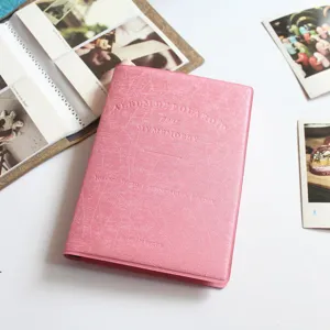 Pink PU leather Polaroid photo album 4-inch insert pocket picture book for memo and cards.