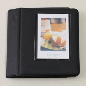 Mini Polaroid photo album black PU leather cute instant picture holder 64 pockets storage