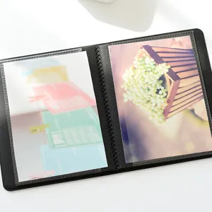 Mini 3 inch photo album for polaroid pictures, card holder and storage book black.