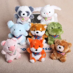 Niedliche Plüsch Tier Schlüsselanhänger Set, weiche Cartoon Puppen mit Schal.