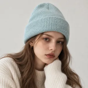 Cozy winter knit beanie hat, wool blend warm casual solid color daily wear for adults.