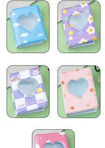 Mini album photo 3 pouces cœur creux porte-carte photocollection portable porte-clés cadeau
