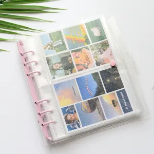 Transparent glitter 6-ring photocard holder binder clear Kpop 3-inch mini photo album book
