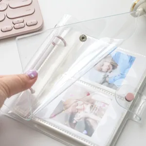 Mini album photo transparent de classeur de cartes photo 3 pouces pour cartes d'idoles.