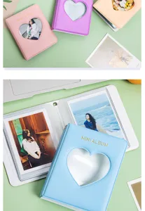 Mini album photo 3 pouces avec découpe en cœur pour cartes polaroid et souvenirs.