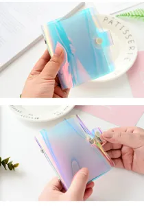 Holographic mini photo album 3 inch binder transparent card holder details display.