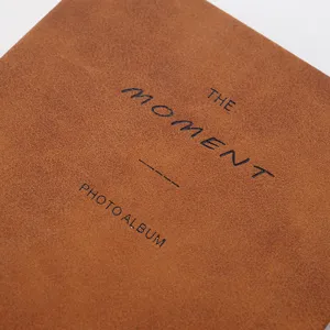Brown velvet 3 inch mini photo album cover detail shot, soft texture card storage book.