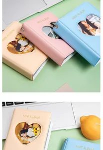 Mini album photo 3 pouces porte-photocarte mignon cœur évidé classeur de rangement.