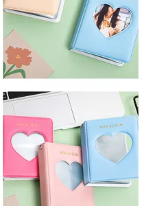 Joli mini album photo 3 pouces avec découpe en cœur, classeur de cartes polaroïd et porte-photocarte.