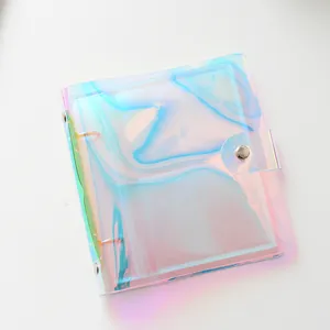 Transparent holographic PVC loose leaf photo album for storing polaroids, cards and memo.