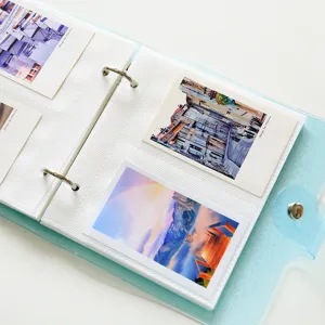 Glitter loose-leaf PP photo album for 3-inch pictures, postcards, and movie ticket storage.