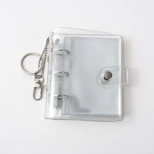 Transparent PVC loose leaf mini photo album 3 inch card holder with keychain storage book