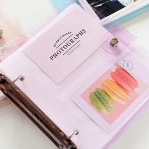Glitter 3-inch photocard binder mini loose-leaf PP photo album for cards and tickets detail view