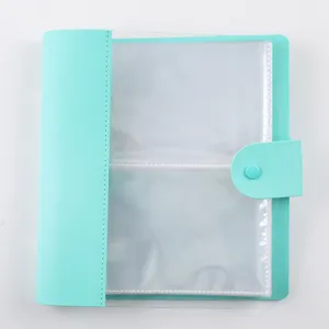 Mint Green Loose Leaf Photo Album PVC Clear Pocket Card Storage Book Collector Binder