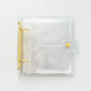 Détail de mini classeur de photocartes transparent en PVC 3 pouces, reliure rechargeable.
