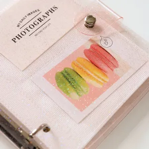 Glitter PP loose-leaf photo album detail, transparent 3-inch card binder pocket showcase.