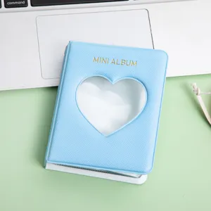 Mini album photo avec decoupe en coeur 3 pouces support de photocard polaroid bleu clair
