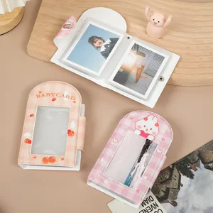 Mini Album Porte-Photocarte Mignon Lapin Cartoon Grille PVC Classeur Livre de Rangement de Photos Kpop Livre de Collection