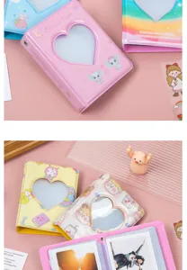 Süßes 3 Zoll Herz ausgehöhlt Fotokarten Halter Mini Fotoalbum Kpop Sammelbuch Ordner