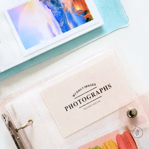 Glitter loose-leaf PP photo album binder for 3-inch pictures, postcards and collectible cards.