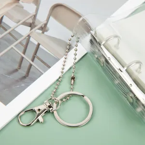 Transparent PVC loose-leaf photo album 3 inch ticket organizer with metal chain pendant