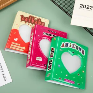 Mini 3-inch photocard binder, cute heart hollow idol photo storage album for Kpop.