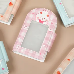 Mignon Album Photo 3 Pouces Rose Carreaux Support De Cartes Kpop Pochette Rangement