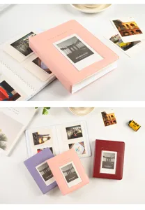 Mini 3-inch instant photo album, cute waffle inner pages, portable picture book storage.