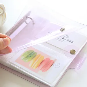 Glitter transparent 3 inch photo album loose leaf postcard holder storage book with snap