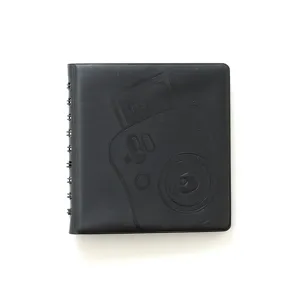 Black 3-inch instant photo album, ring bound pocket book for mini photos, cute album design.