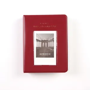 Red 3-inch mini instant photo album, suitable for polaroid pictures and cards with window.