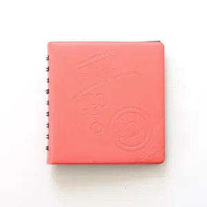 Coral pink 3 inch instax mini photo album binder, 68 pockets insert page detail view.