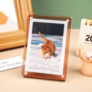 Marco de Fotos de Acrílico Transparente Soporte de Escritorio para pequeñas tarjetas y fotos