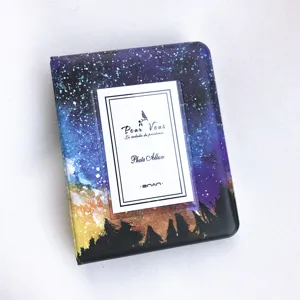 Starry sky 3 inch mini photo album detail view, card collection book with transparent pocket.