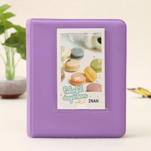 Purple mini photo album binder with 64 pockets for instax mini polaroid photo card collection.