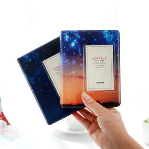 Starry sky 3 inch mini polaroid photo album detail view, clear card slots and pocket.