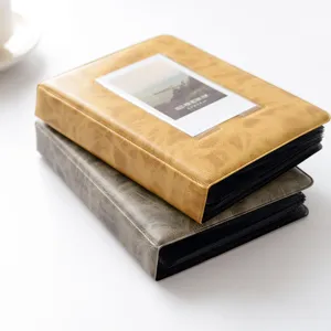 Retro 3-inch mini photo album for Polaroid pictures, portable card holder storage book.