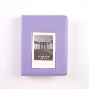 Purple 3 inch mini photo album for instax polaroid pictures with front display pocket.