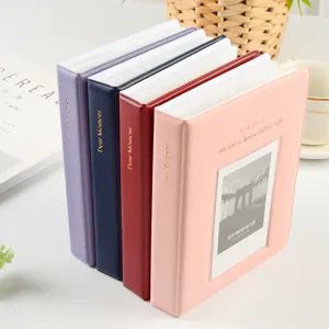 Detailed view of colorful mini photo albums set, PU leather instant film storage holder.