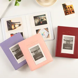 Mini Instant Photo Album 3 Inch 64 Pockets Picture Book PU Leather Mini Photocard Holder Storage Book For Instax Mini Photos