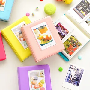Macaron color 3-inch mini photo album with insert pockets for instant photos and cute designs.