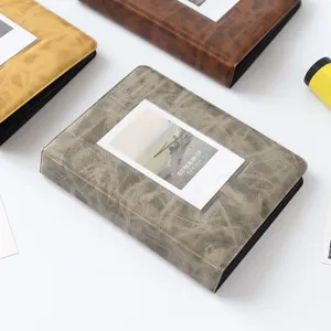 Vintage Mini Photo Album Retro PU Leather Pocket Book For Instant Pictures Storage Book Daily Portable Gift