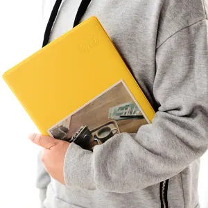 Yellow photo album detail, 4x6 size pocket cover, PU leather binder for instant pictures