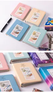 Mini 3-inch photo album book for Polaroid pictures, star pattern and solid color cover design.
